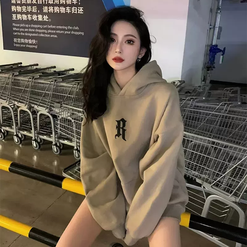 卫衣女加绒黑色连帽加厚美式新款2026春秋厚款爆款即墨卫衣