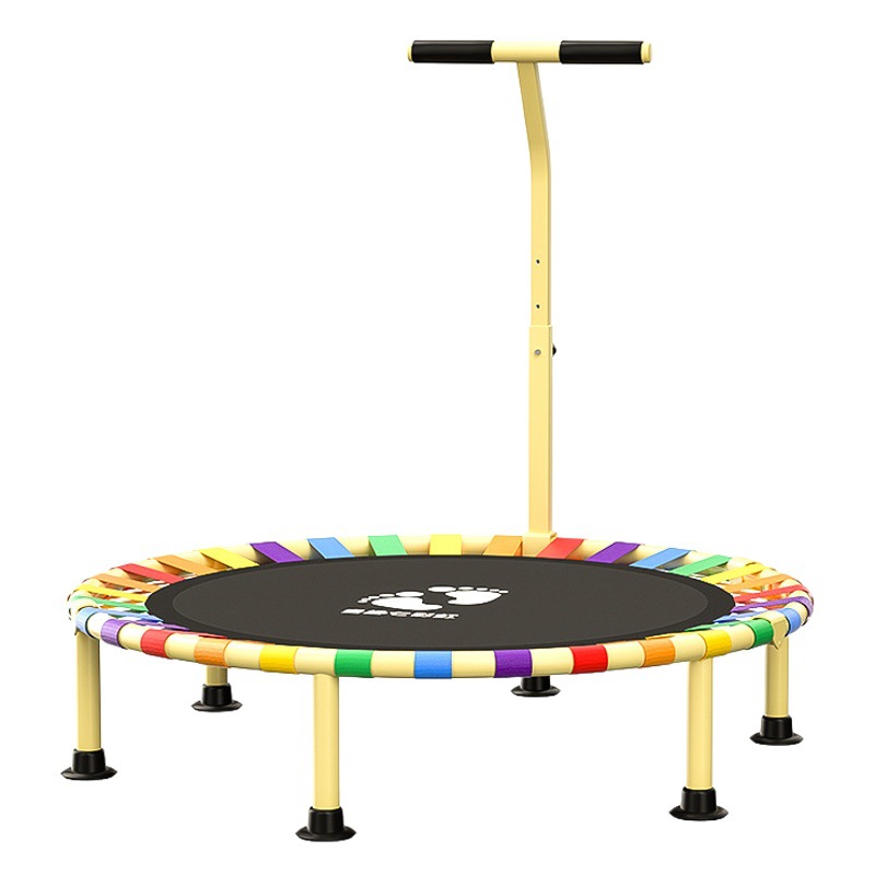 Cross-Border Trampoline Rainbow Trampoline Home-Use Foldable Children's Trampoline with Adjustable Handrails Indoor Trampoline
