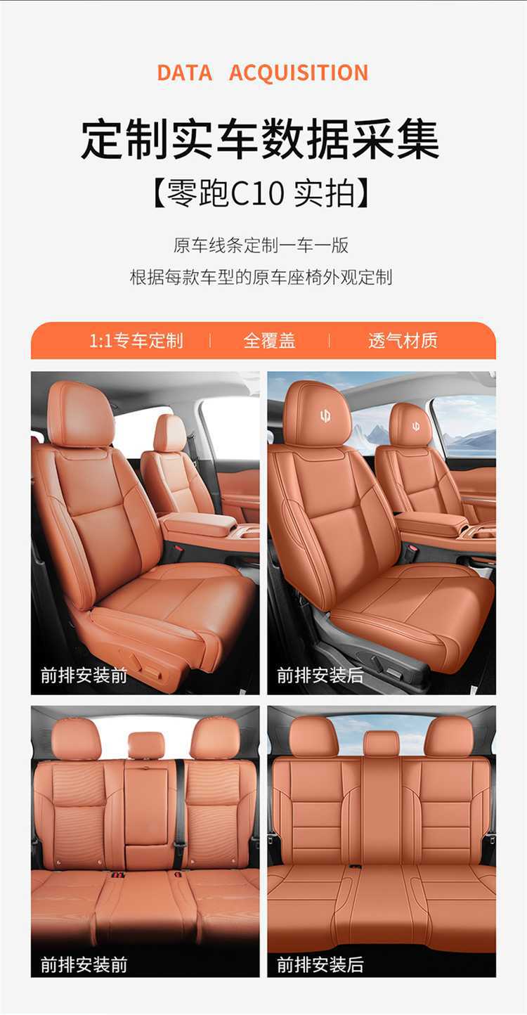 2027 Leapmotor C10 special seat cushion, fully enclosed, all-season, perforated leather, breathable, and wear-resistant car seat cover