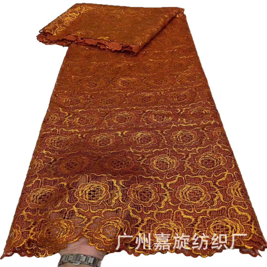 Encaje soluble en agua con bordado de girasoles, estilo europeo y americano, vestido para mujer, tela de encaje para vestido de novia africana.