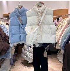 东大门女装2025冬装新款韩版立领拉链排扣保暖棉服无袖马甲外套