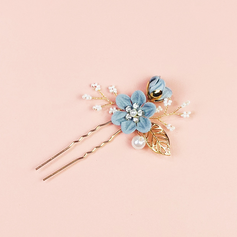 블루 2 플라워 헤어 포크