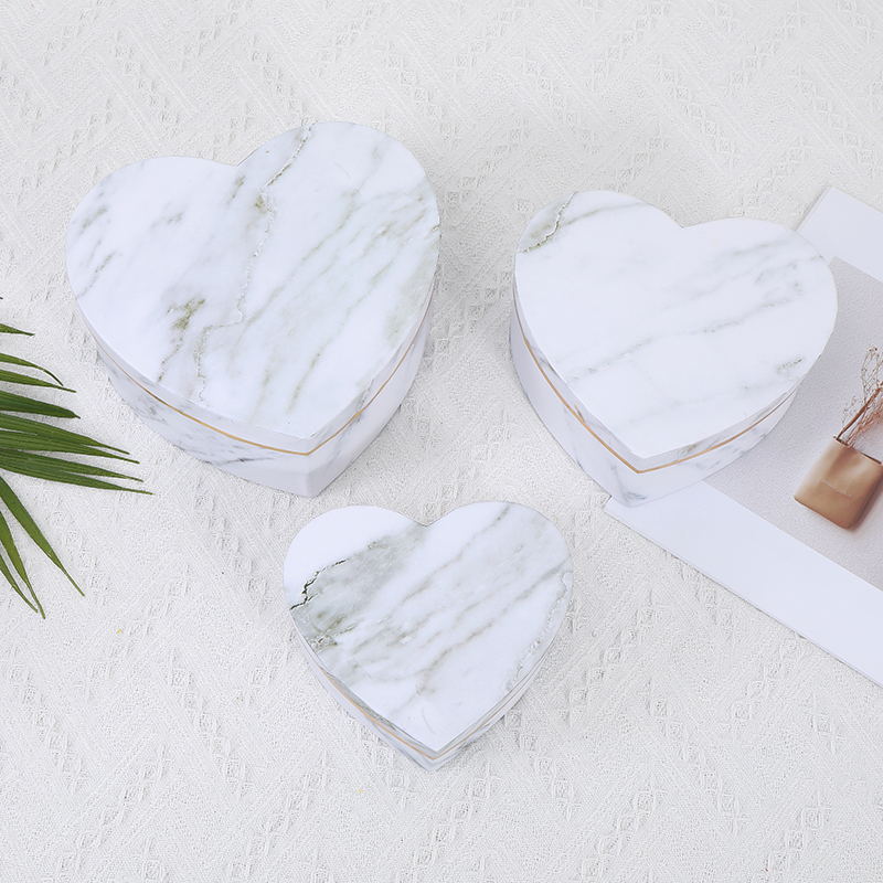 Caja de embalaje de mármol en forma de corazón transfronterizo de tres piezas de amor regalo de cumpleaños lápiz labial joyería regalo caja de regalo al por mayor