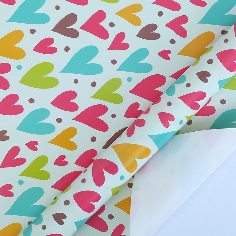 Suministro exclusivo transfronterizo de papel de regalo para el Día de San Valentín, papel de regalo con purpurina en forma de corazón, papel para recuerdos de boda.