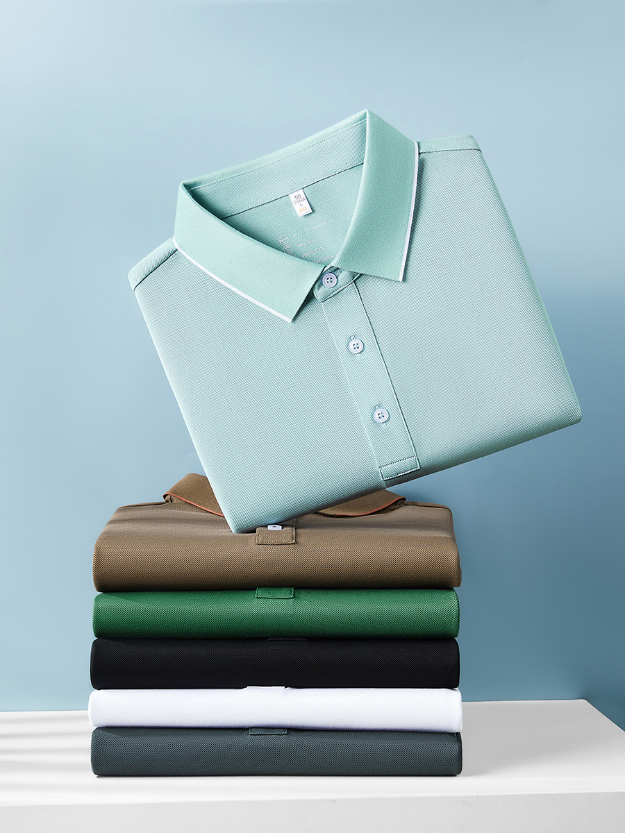 70 de tres hilos de fibra larga de algodón anti-mosquito anti-ácaro antibacteriano protección solar protección UV solapa camiseta camisa de polo de los hombres personalización