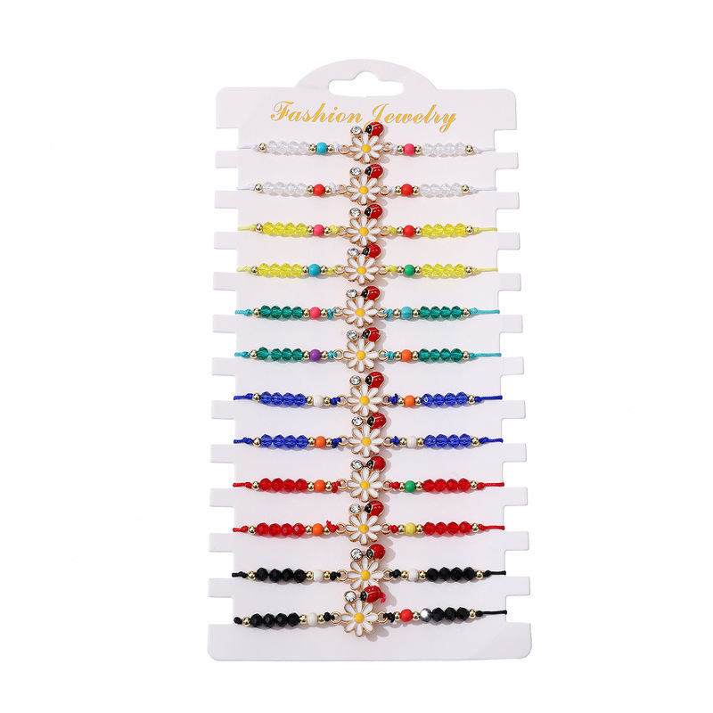 Cross-border e-commerce new crystal beaded Daisy bracelet sunflower Ladybug Girl bracelet manufacturers long-term spot