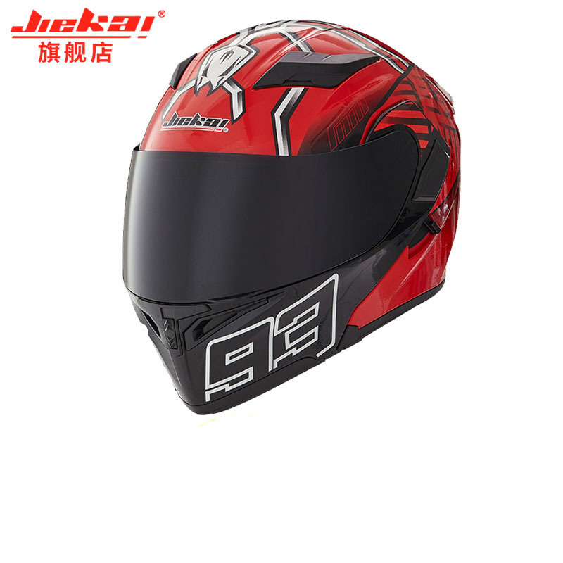 JIEKAI casco de exposición de la motocicleta de los hombres casco de doble lente de las mujeres de verano anti-niebla personalidad fresca con Bluetooth cuatro estaciones