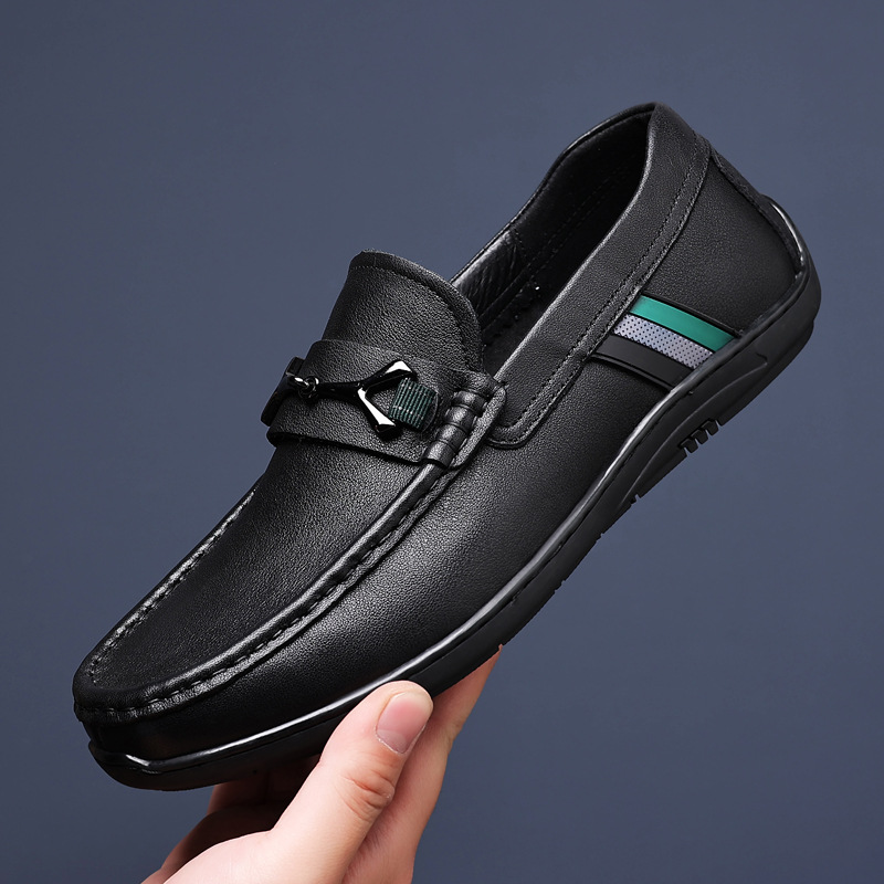 Nueva capa superior de piel de vaca zapatos de guisantes para hombres zapatos de cuero genuino moda casual zapatos de cuero europeo papá zapatos de hombre Zapatos individuales suaves