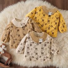 宝宝罩衣夹棉儿童男女围裙外穿秋冬小孩防脏吃饭围兜护衣婴儿穿衣