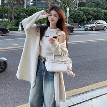 2025秋季慵懒风套装中长款毛衣开衫外套女春季内搭针织背心两件套