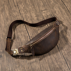 European and American men's bags, cross-border trendy leather chest bags, casual crossbody bags, Crazy Horse first-layer cowhide bags, waist bags, shoulder bags