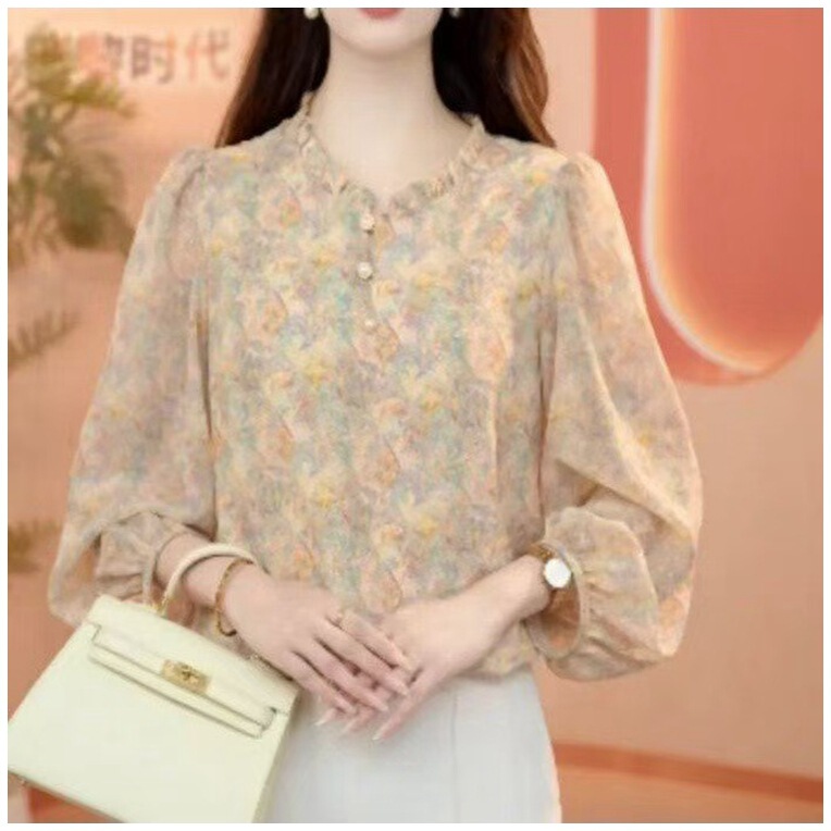 Dropshipping Elegant Lace Collar Shirt for Women, New Summer Fashion Printed Youthful Loose-Fitting Three-Quarter Sleeve Blouse Dropshipping Elegant Lace Collar Shirt for Women, New Summer Fashion Printed Youthful Loose-Fitting Three-Quarter Sleeve Blouse