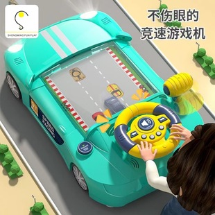 Children's steering wheel racing car breakthrough adventure simulation driving sound and light electric desktop game toy men's wholesale