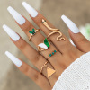 Green accessory, set, ring with stone emerald, European style, light luxury style