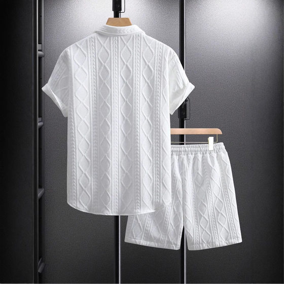 For temu shein Amazon cross-border foreign trade summer men's casual shirt short sleeve beach pants suit