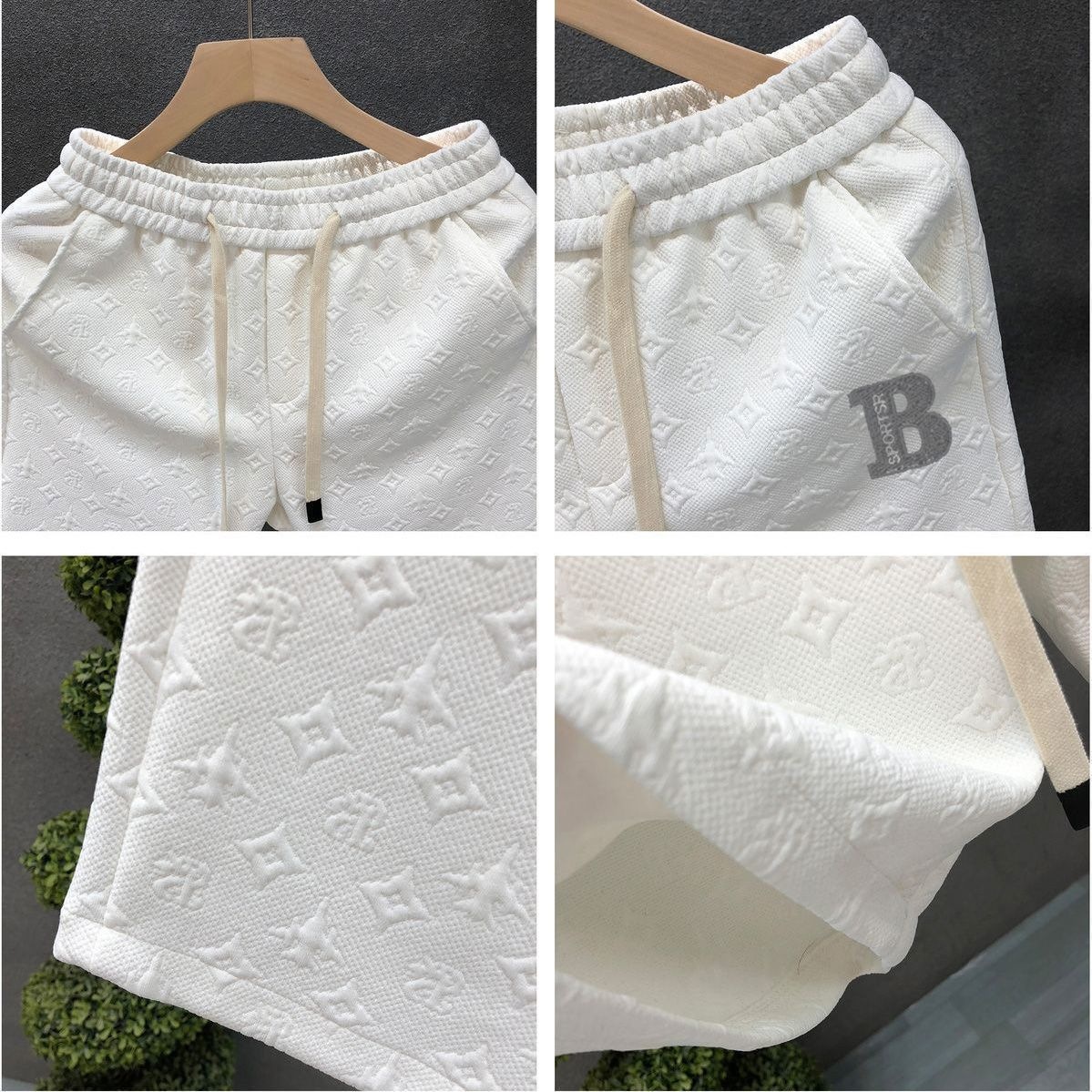 Men's High-End Summer Casual Shorts Trendy Brand Affordable Luxury For Beach Sports And Running Mid Waist Loose Fit Drawstring_viptrois.com