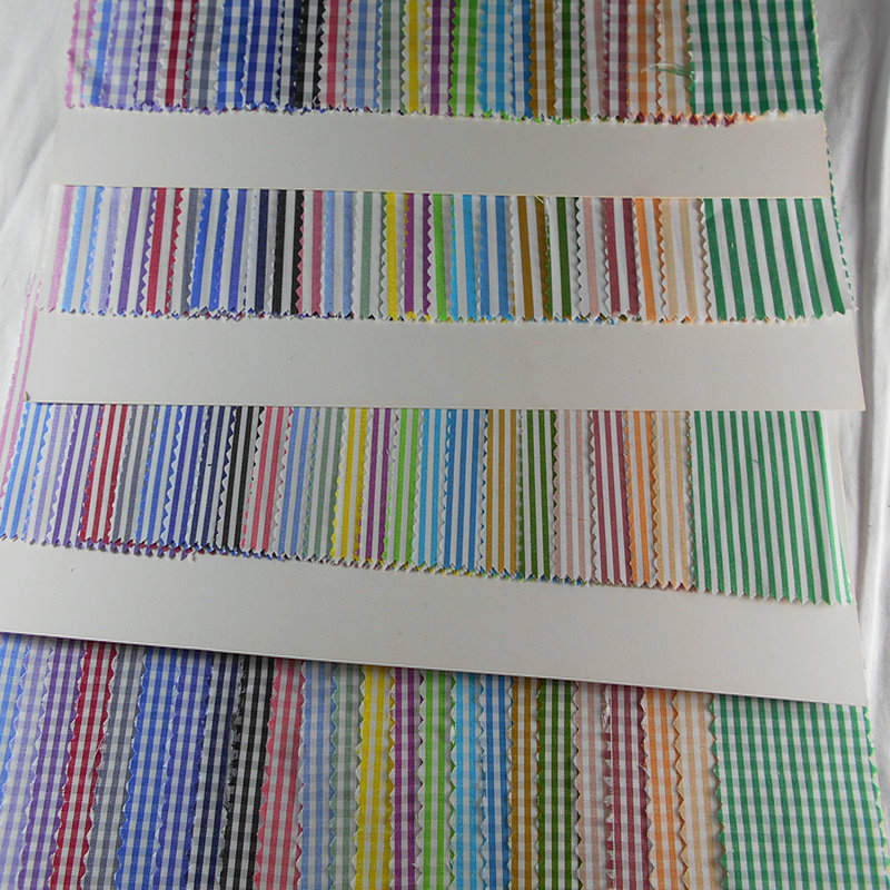 40支全棉色织布 CVC交织府绸布 平纹双色格子条纹布 衬衫时装面料