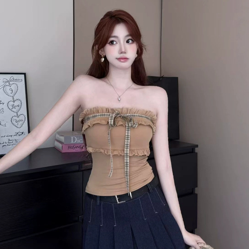 5661 Women's Summer New Design Bowknot Strapless Slim-Fit Pure Desire Style Outerwear Top 5661 Women's Summer New Design Bowknot Strapless Slim-Fit Pure Desire Style Outerwear Top