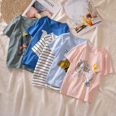 Children's pure cotton T-shirt short-sleeved boys stylish base shirt half-sleeve top summer new girls' summer wear