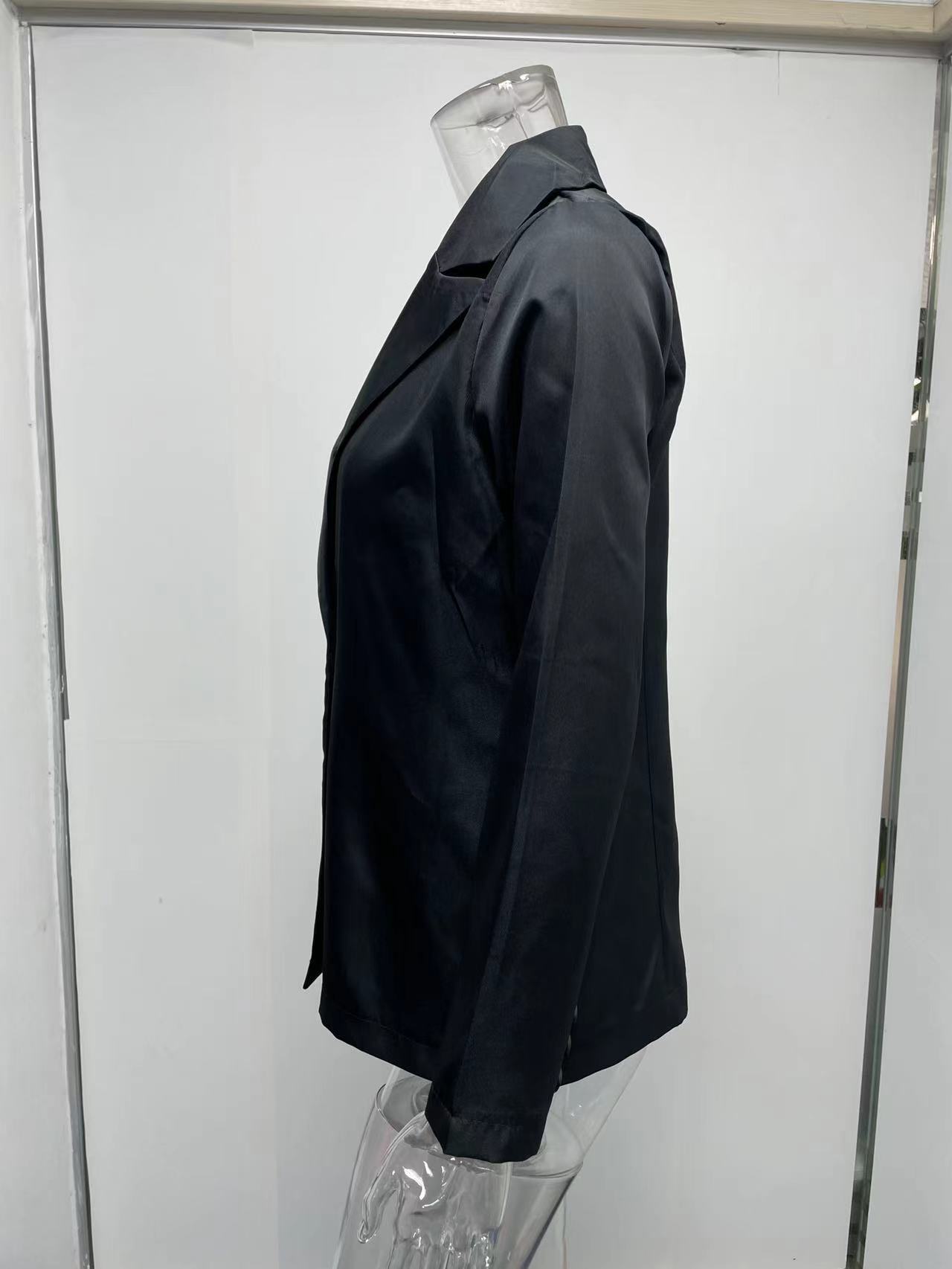 Women's Clothing Long sleeved Solid Color Button Suit Women's Jacket Cardigan_senzul.com