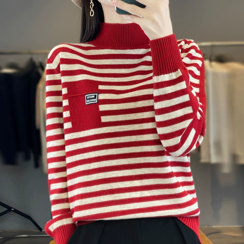 Knitted sweater, high collar, oversize