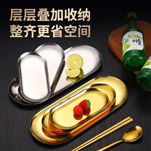 欧式不锈钢盘毛巾盘椭圆盘餐厅首饰收纳盘平底金色小托盘收纳托盘