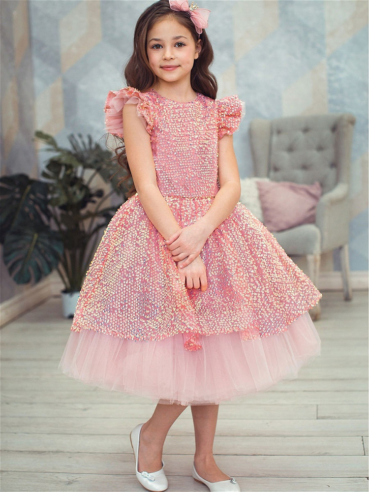 Abiti da cerimonia in stile principessa per bambine, taglie medie e grandi, abiti da festa per compleanni, in poliestere._voghion.com