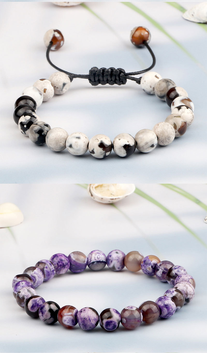 Set di bracciali di perline in agata di fuoco intrecciate a mano_voghion.com