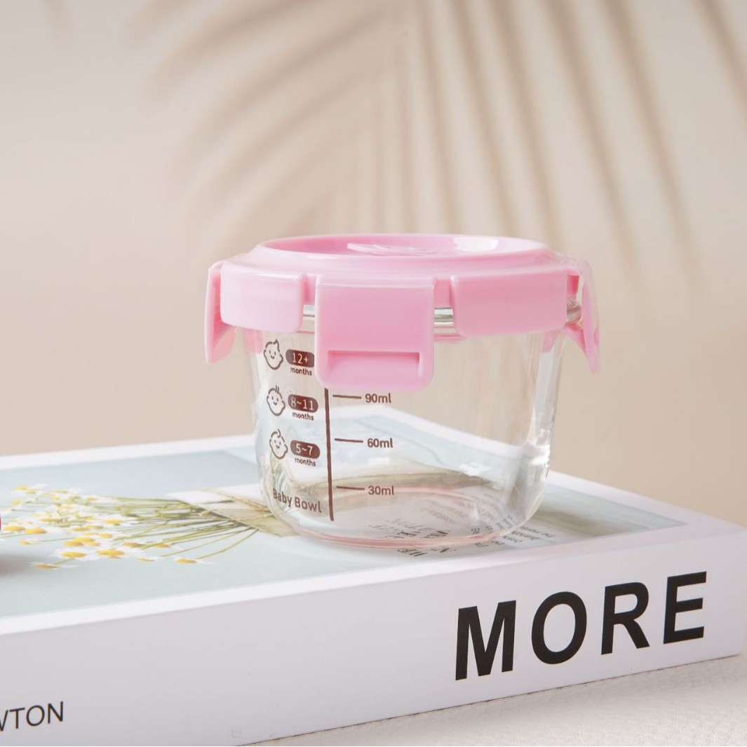 Caja de alimentos con bajo contenido de boro para almacenar vidrio para bebés, tazón de alimentos para bebés al vapor, tazón de huevos al vapor, caja de alimentos con vidrio, frasco sellado