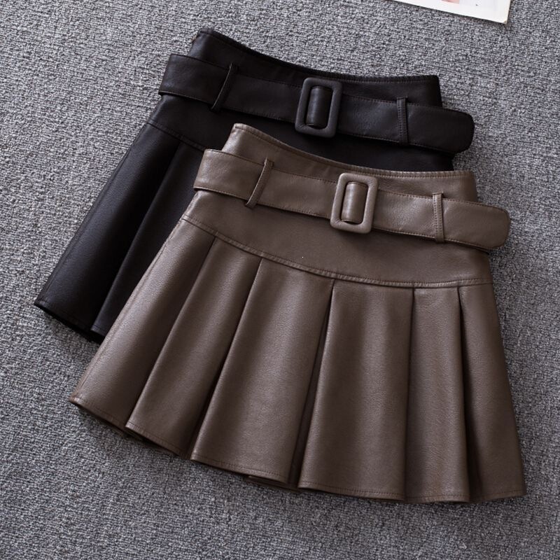 2025 Fall/Winter New PU Leather Pleated Skirt for Women, High-Waisted Short Skirt, Slimming Fashionable A-Line Skirt for Petite Women 2025 Fall/Winter New PU Leather Pleated Skirt for Women, High-Waisted Short Skirt, Slimming Fashionable A-Line Skirt for Petite Women