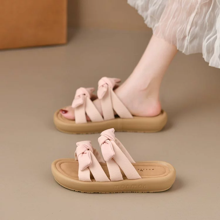 Summer slide platform, suitable with a skirt, slippers with bow