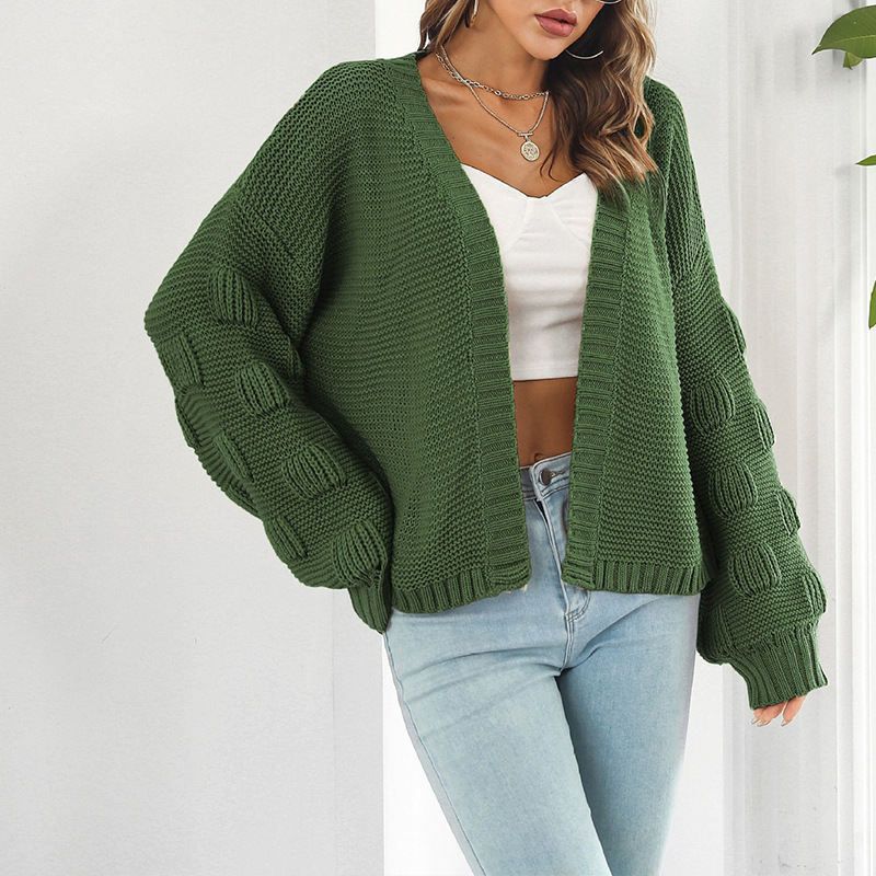 Europa y los Estados Unidos transfronterizos otoño y invierno nuevo suéter de mujer burbuja estereoscópica linterna manga suéter de punto suelto cardigan chaqueta mujer image 5