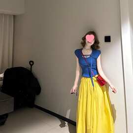 入夏穿搭一整套大码胖多巴胺克莱因蓝上衣半身裙甜美俏皮套装女