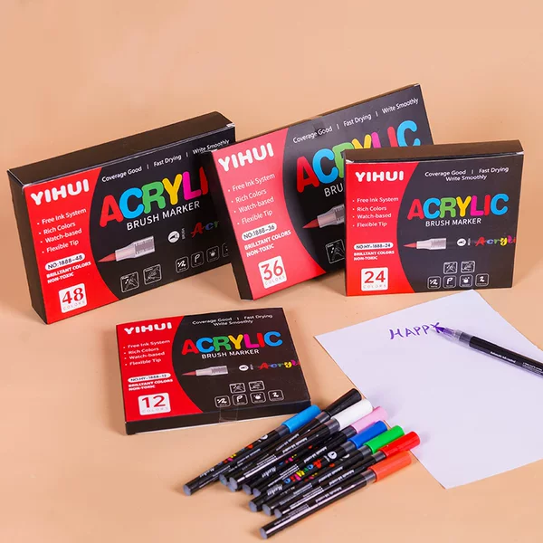 Amazon Tk Acrylic Marker Pen with Liquid Ink, Soft Tip, Metallic Color, Skin Tone, Suitable for Students and Art Students, Translucent and Layerable Colors