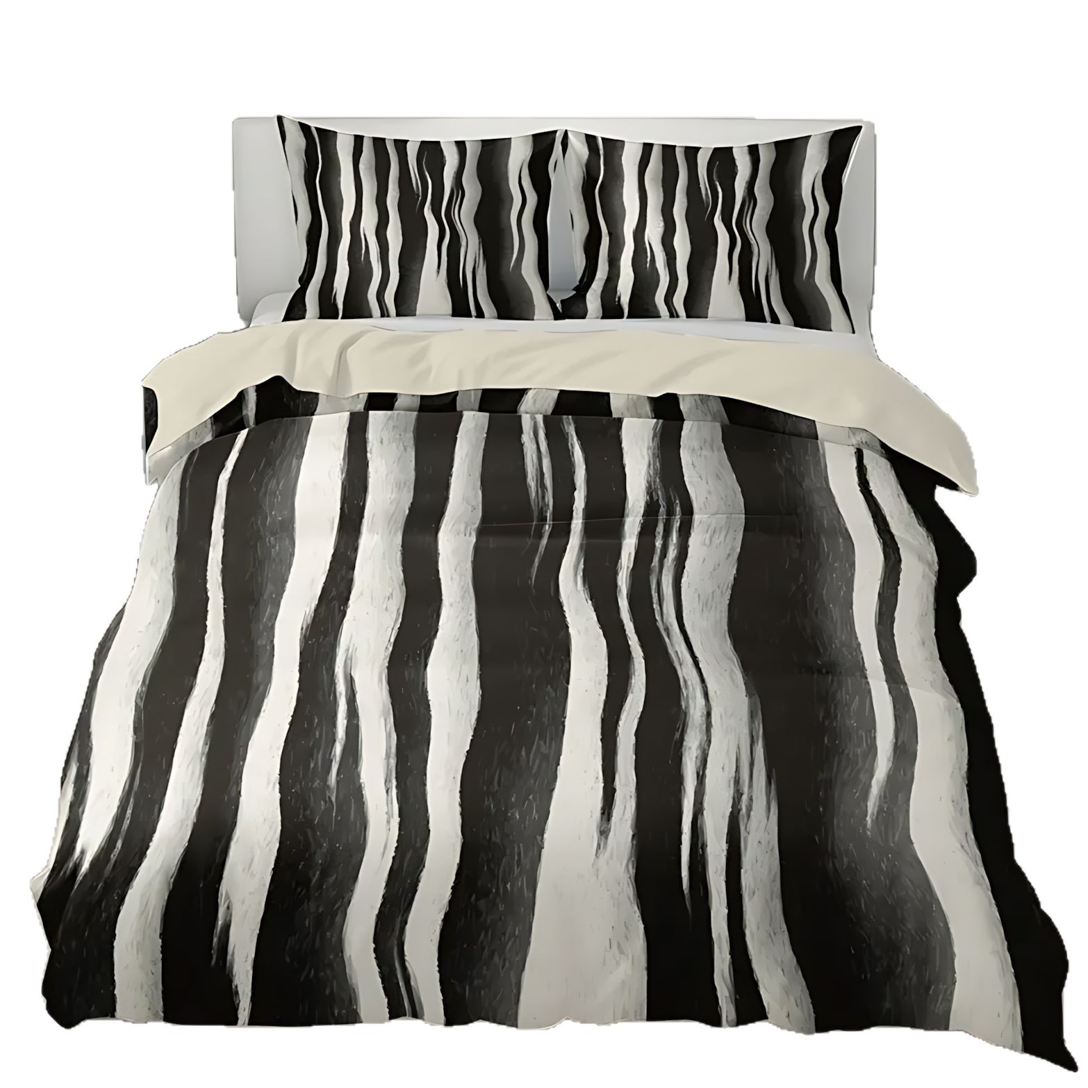 TEMU / JIT transfronterizo blanco y negro rayas de polirido impresión digital 3D colcha colcha colcha set para diseñar