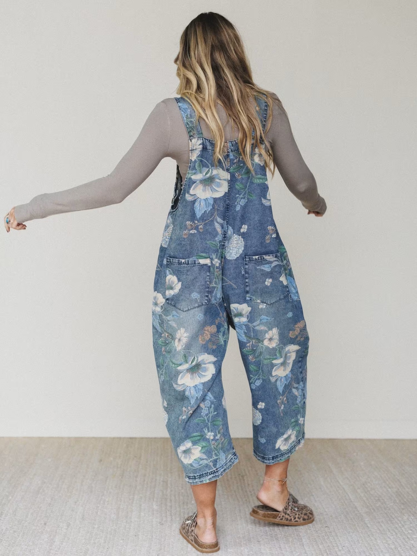 2026 Aliexpress transfronterizo tendencia callejera europea y americana suelta pantalones rectos de piernas anchas pantalones impresos jeans 89391