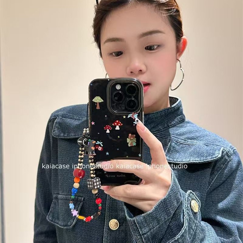 Striped Mushroom Bear Suitable for Iphone17Promax Mobile Phone Case New 16/15/14 Niche 13/12/11