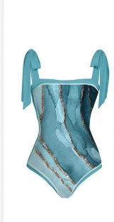 One-Piece Swimsuit (Qiao Jiayuan) 2025 Retro Style with Wrap Skirt, Crane Print, S–XL & One Size