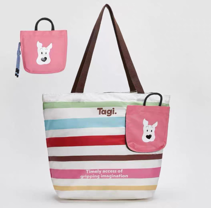 Tagi ハハポップコーン折りたたみトート大容量シュリンクバッグ巾着収納旅行ショッピングバッグショルダーバッグ|undefined