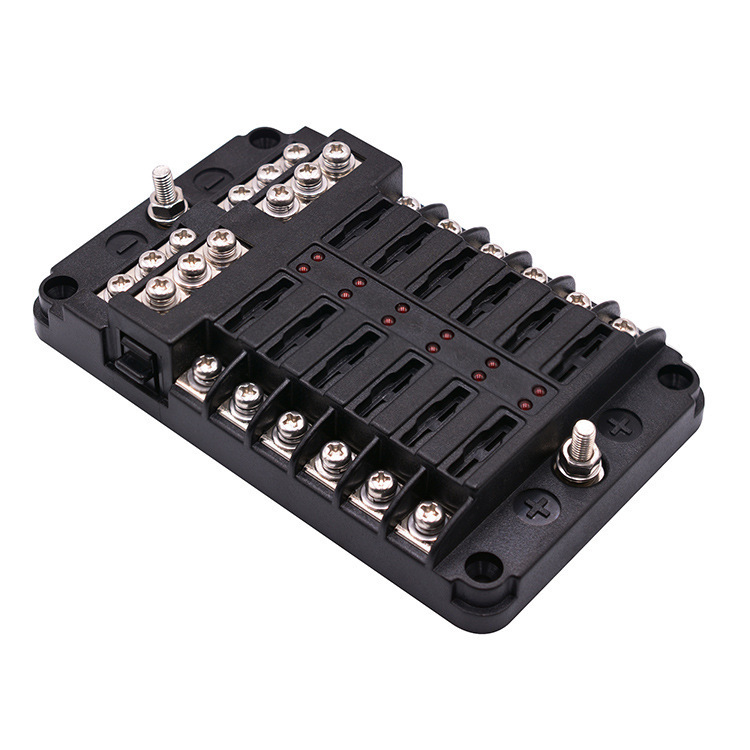 12-Way Fuse Box, Car Boat Fuse Holder with LED Indicator