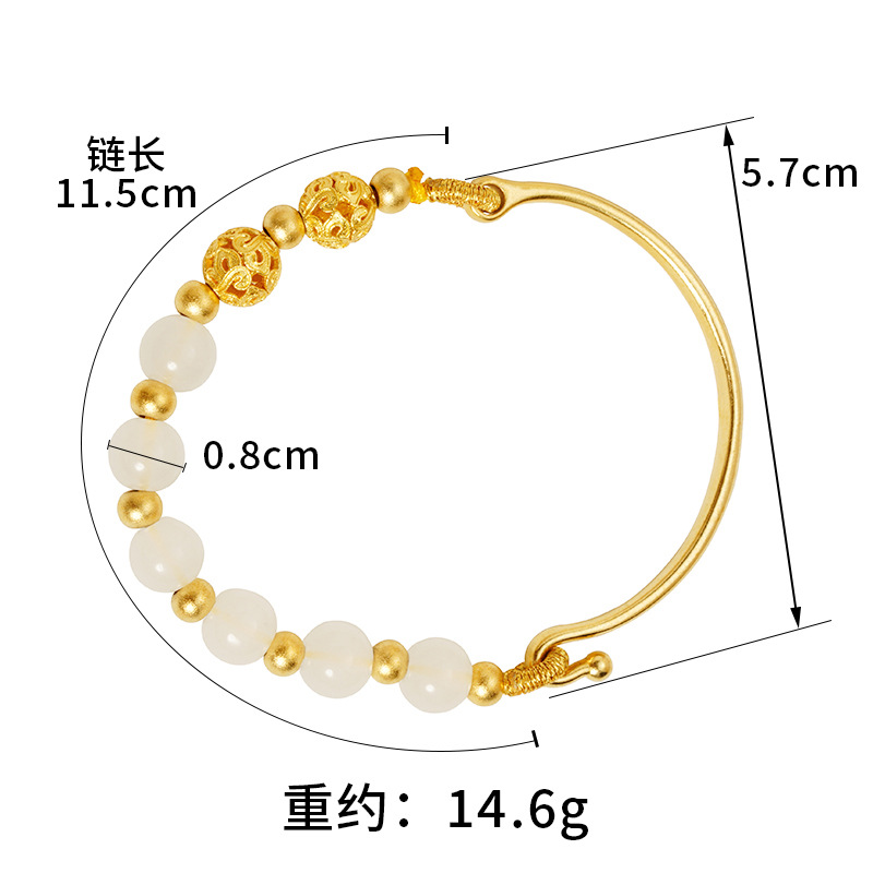 Nuevos productos populares de oro de arena vietnamita imitación de perlas de hortenida aleación de cobre media brazalete de red de mujeres con el mismo estilo de transmisión en vivo de joyerías Yiwu