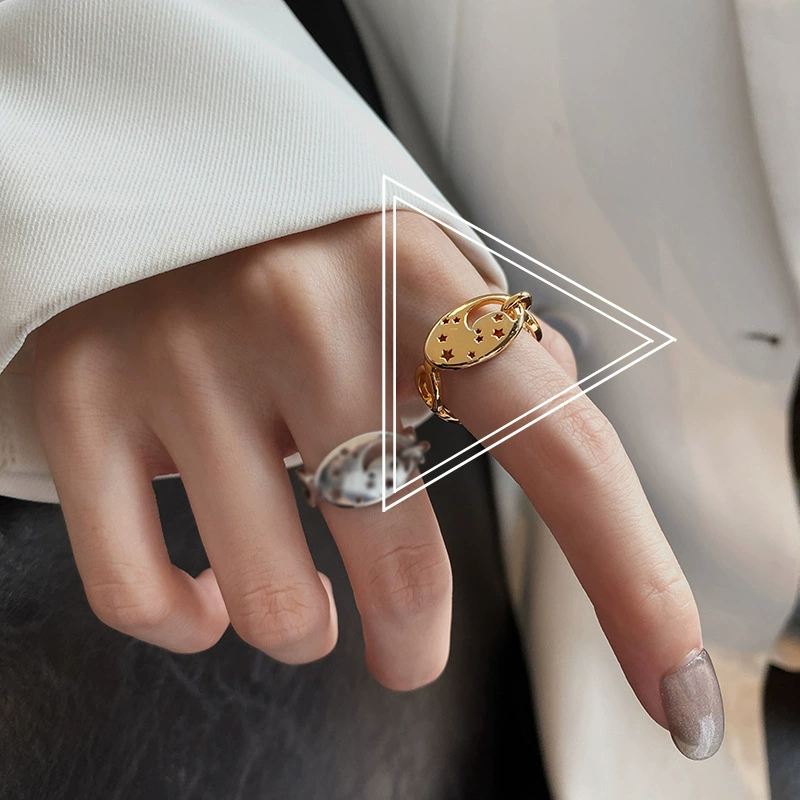 (Cross-border trading), fashionable one size retro golden ring, on index finger, simple and elegant design