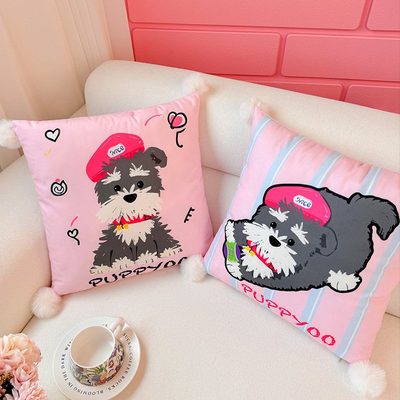 Funda de almohada con estampado Schonari, sofá de sala de estar, almohada, impresión de cabecera, almohada de cintura abstracta, bola de pelo