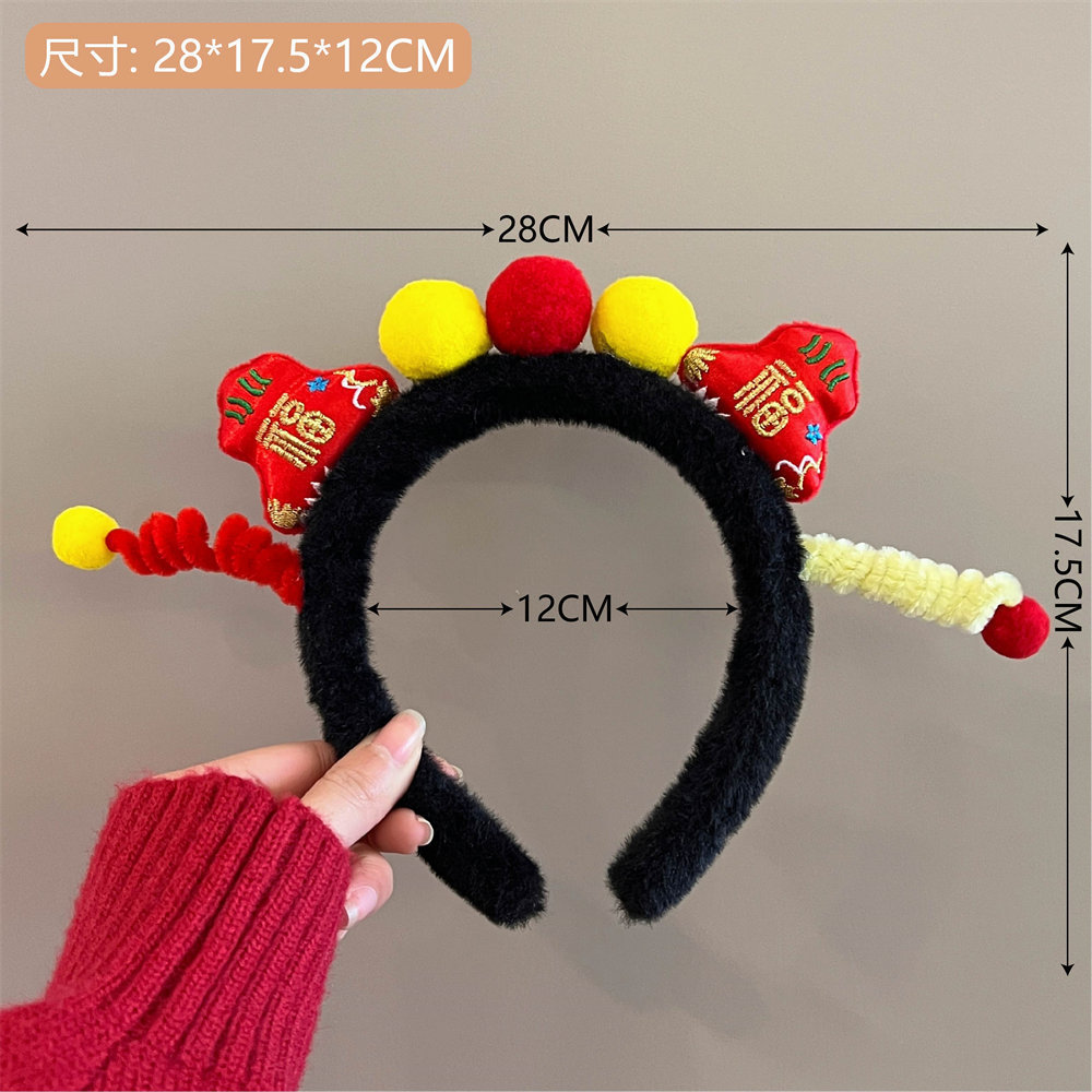 Accesorios para el cabello con diseño de león para el Año Nuevo, diademas rojas de felpa, pinzas para el cabello, horquillas con diseño de muñeca de dibujos animados para niñas, pinzas de pico de pato.