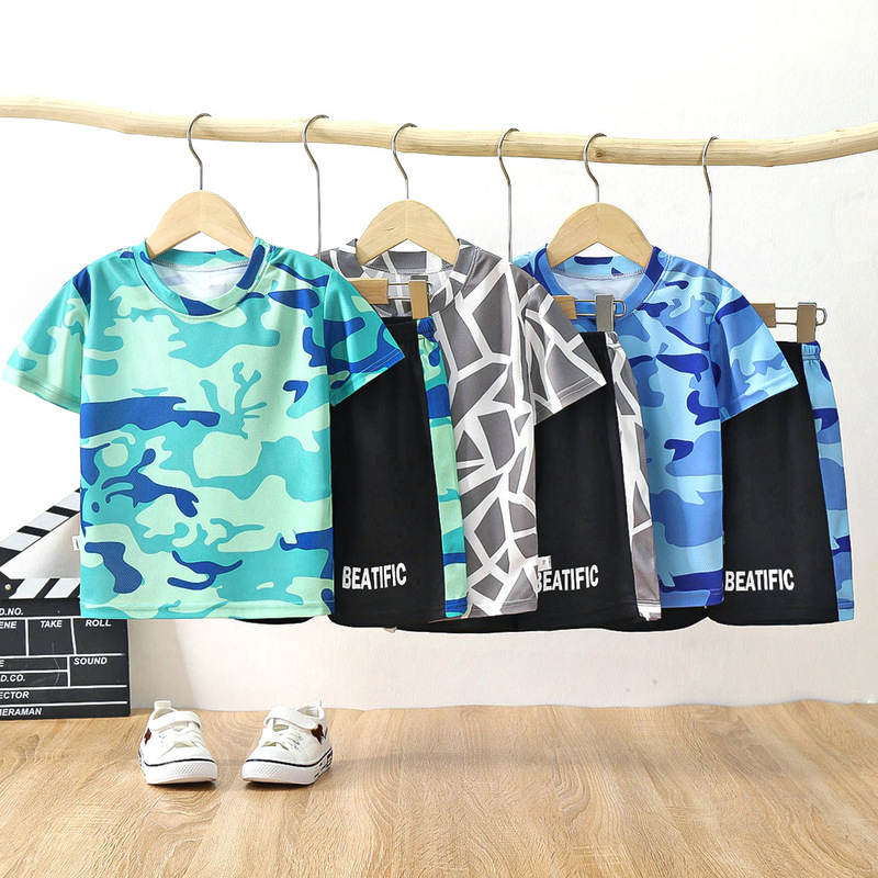 Children's short sleeve suit 2025 summer clothes boys suit T-shirt sportswear girls quick-drying clothes T-shirt children's clothing wholesale