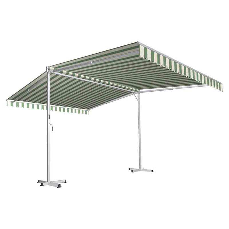 Electric freestanding retractable double-sided awning privacy screen, garden canopy