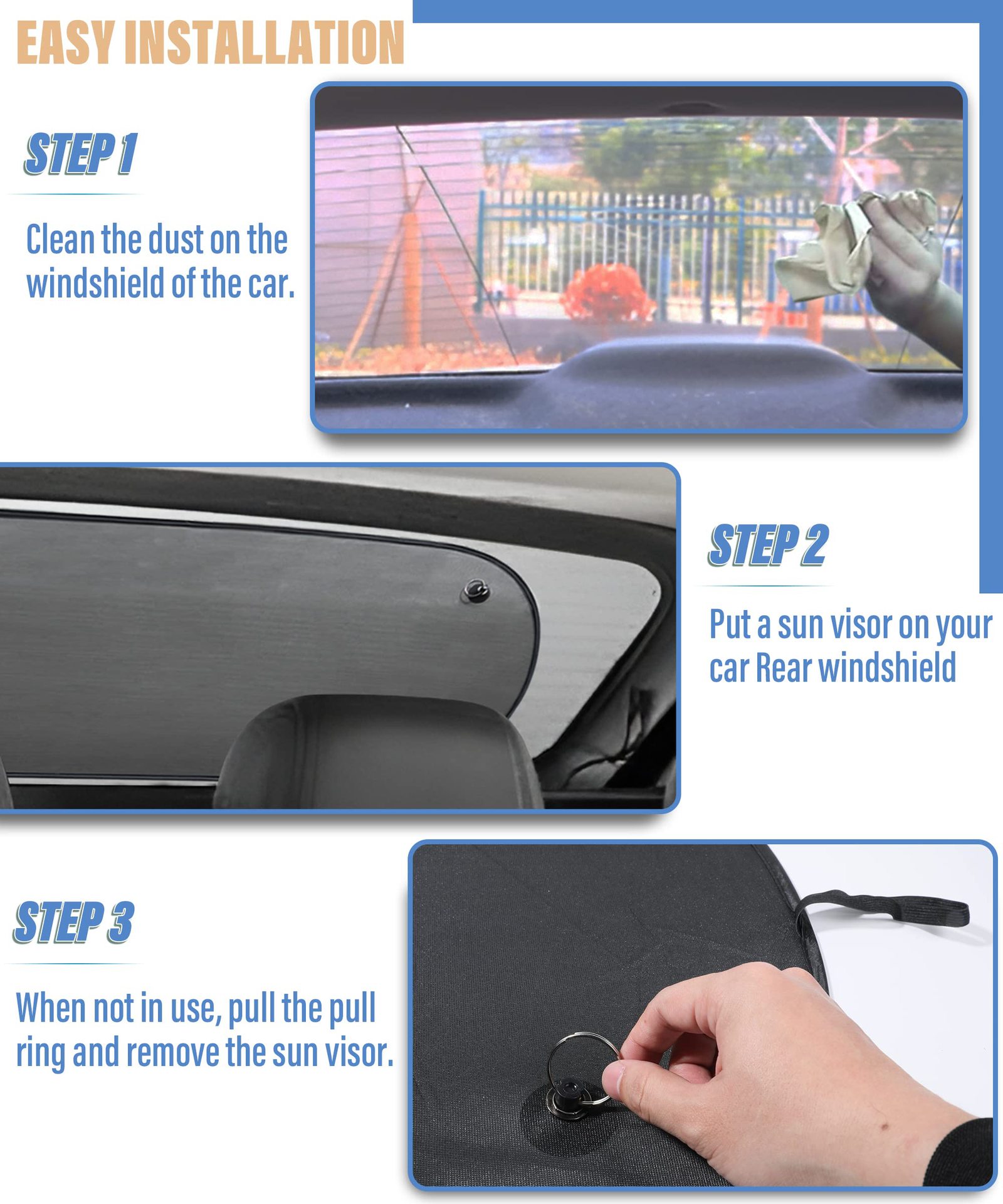 Mesh Rear Car Sunshade Summer Sun Protection 100*50cm Insulated Keychain Black Suction Cup Car Sunshade