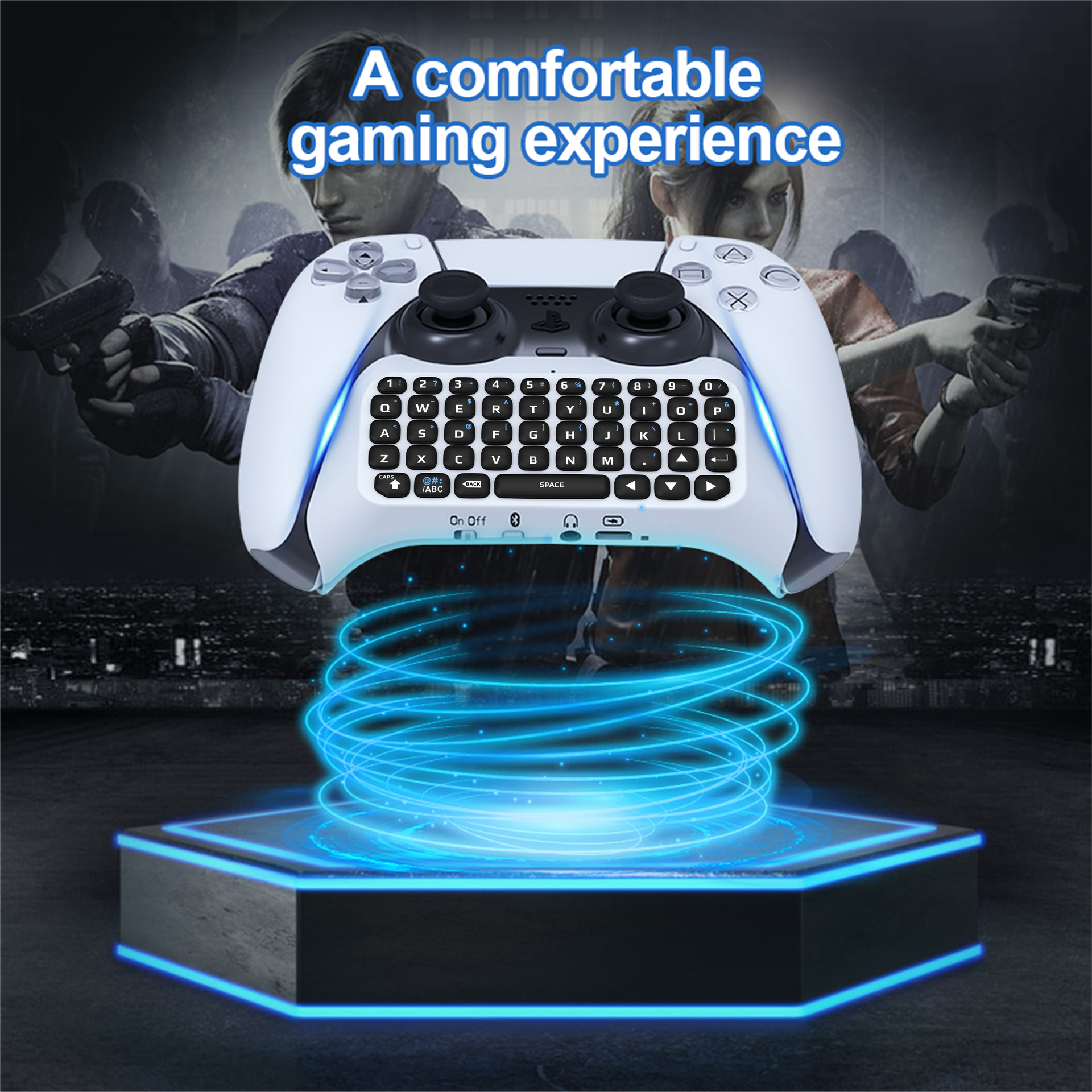 PS5 turi specialią išorinę „Bluetooth“ klaviatūrą ir integruotą garsiakalbį su balso pokalbių ir rašymo funkcijomis._voghion.com