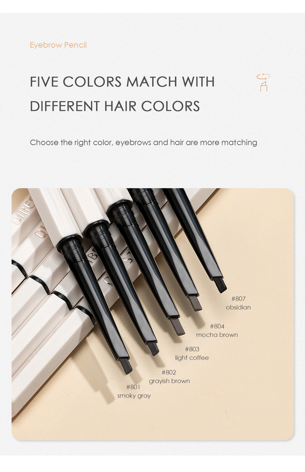 Le stylo à sourcils triangulaire à double tête Carina QIBEST est extrêmement fin, lisse et difficile à démaquiller. Imperméable pour débutant,_voghion.com