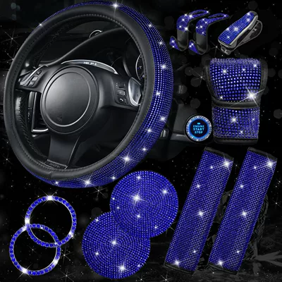 Steering wheel cover – Holder, One-Touch Start Ring - blue-38cm